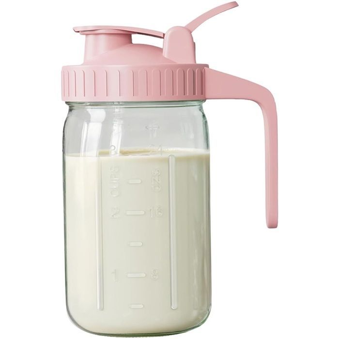 Bouteilles de rangement de lait maternel, Pichet lait maternel à la fuite avec poignée BPA en verre en verre (1 PCS, Rose)