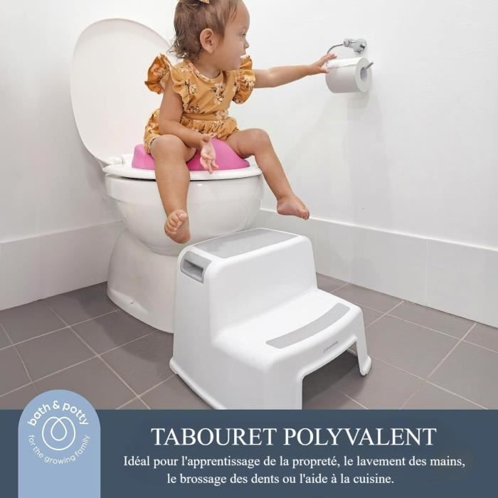 Tabouret marchepied - DREAMBABY - 2 Up - Antidérapant et texturé - Jusqu'à 80 kg pour les petits et les adultes - Gris