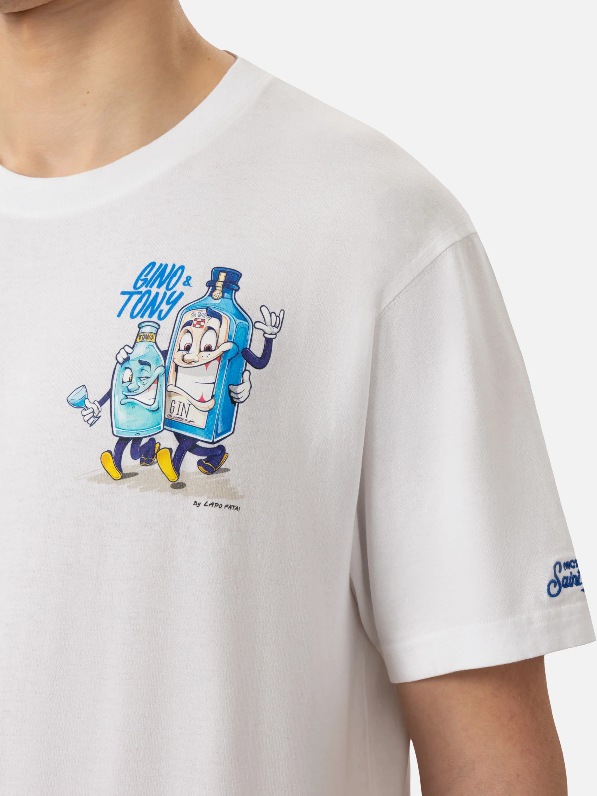 Heren katoenen T-shirt met Gino & Tony Cryptopuppets-print | CRYPTOPUP