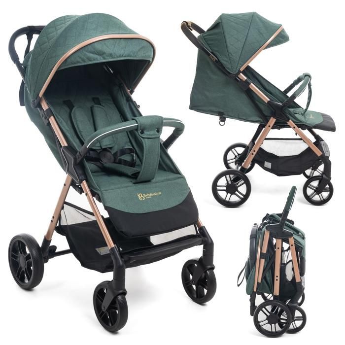 Bebelissimo - Passeggino ultracompatto - Leggero - Chiusura con una mano - Noce - Verde