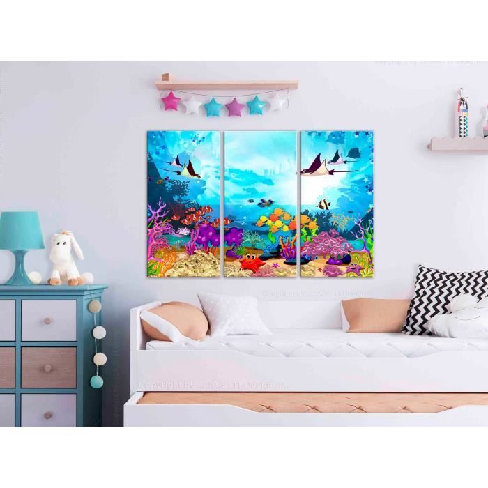 Children's Underwater Fun Picture (3 Pieces) 90x60 cm - Decorative Picture