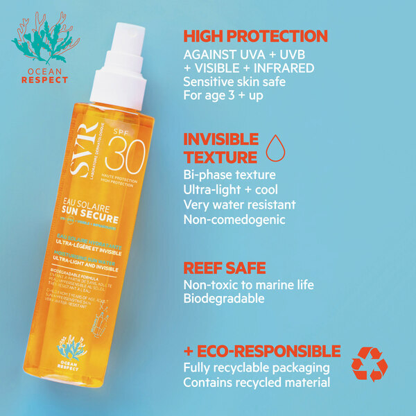 SVR SUN SECURE SPF 30 -kasvojen ja vartalon oleo-vesisuihke 200 ml