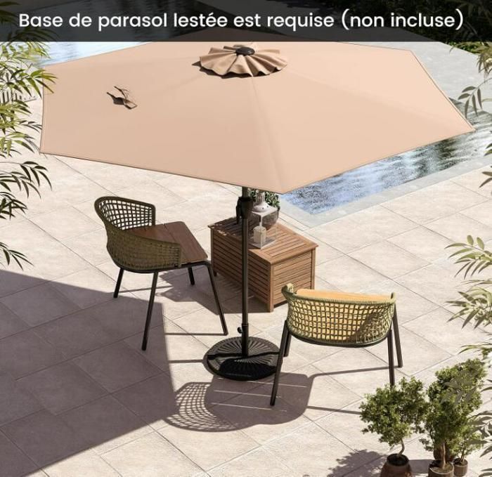 Ombrellone da giardino per esterni - RELAX4LIFE - Diametro 230 cm - Ombrellone da balcone con inclinazione di 35° - 6 robuste stecche - Base non inclusa - Marrone