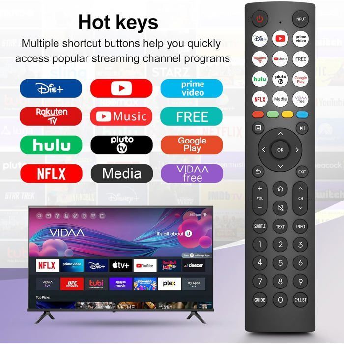 Telecomando di ricambio per Smart TV - Hisense - EN2Q36H Telecomando per Hisense Vidaa 4K HDTV FHD QLED LCD LED Smart TV [T60]