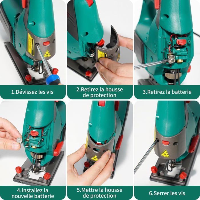 Scie Sauteuse HYCHIKA - 800W - 6 Vitesses Réglables - 4 Modes de Coupe - Avec 6 lames de scie