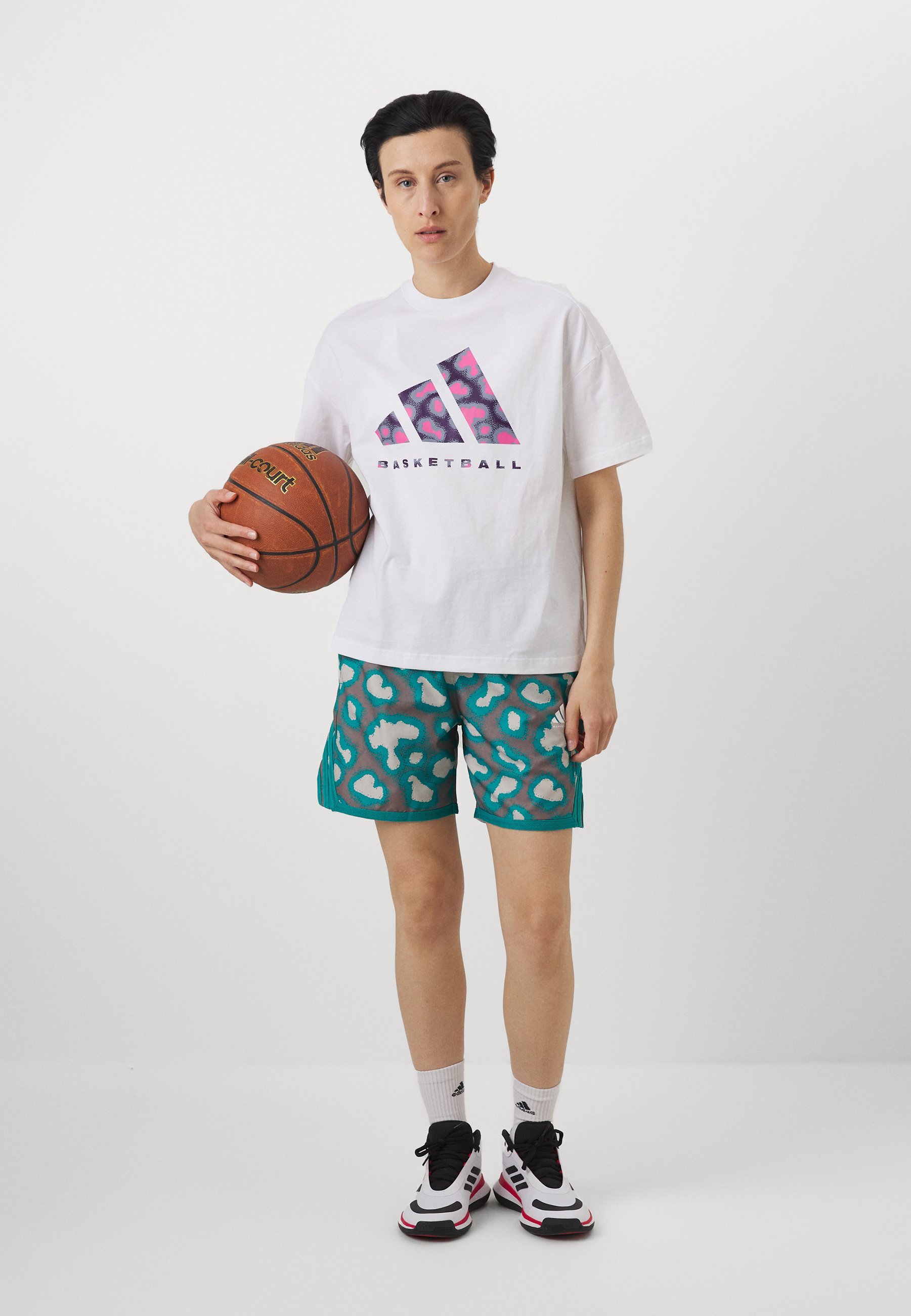T-shirt adidas Performance CAMO - Imprimé - blanc/violet argenté