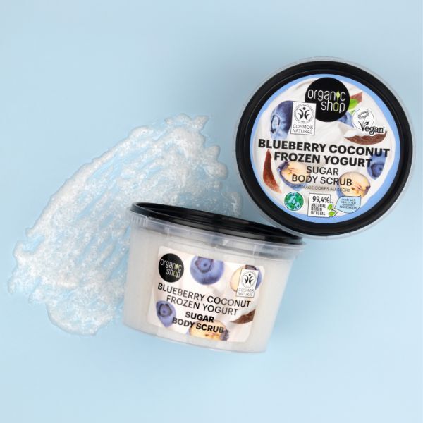 Organic Shop melleņu un kokosriekstu saldētā jogurta ķermeņa skrubis 250ml