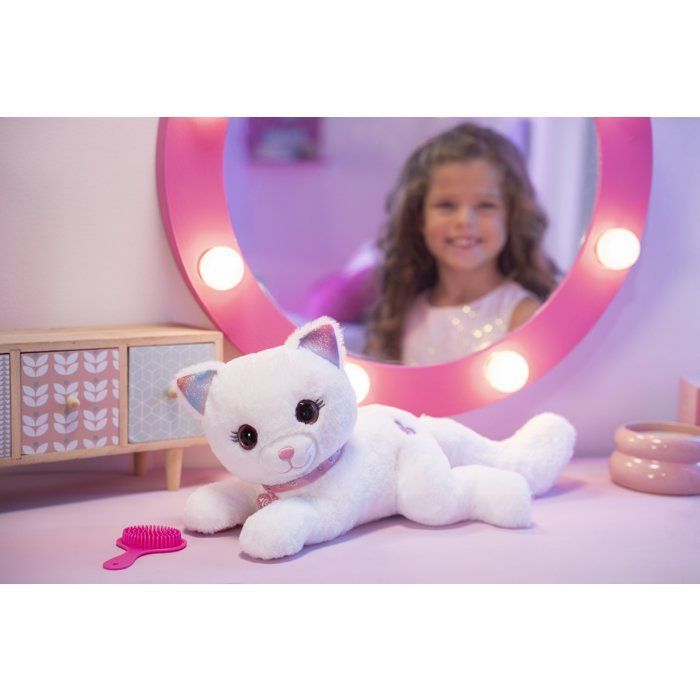 Gipsy Toys - Cuty Bella Fashionista - Peluche Interactive Chat – Toute Douce Qui s’illumine au Rythme de Jolies Mélodies - 30 cm