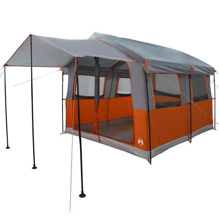 Tienda de campaña familiar VidaXL 324 x 255 x 230 cm — Poliéster impermeable 185T Gris/Naranja
