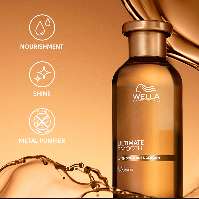 Wella Professionals Ultimate Smooth Shampoo intenzívne vyživujúci šampón pre lesklé a jemné vlasy