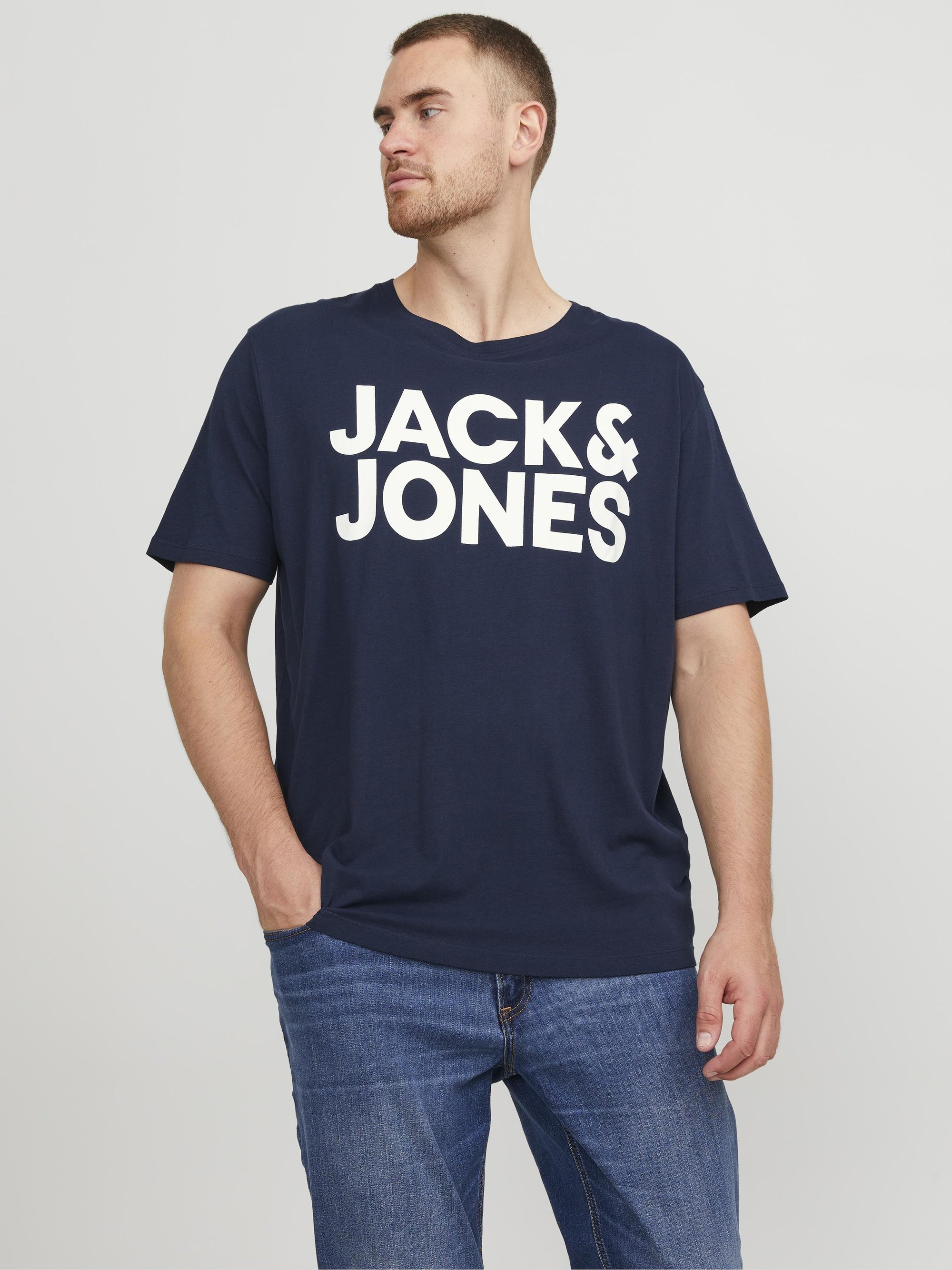Jack & Jones JJECORP LOGO TEE O NECK - Bedrucktes T-Shirt - marineblauer Blazer