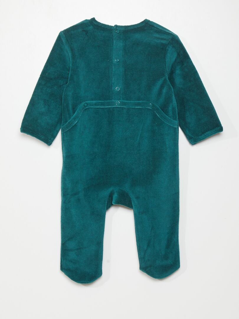 Fluwelen Onesie - Groen/Vossen