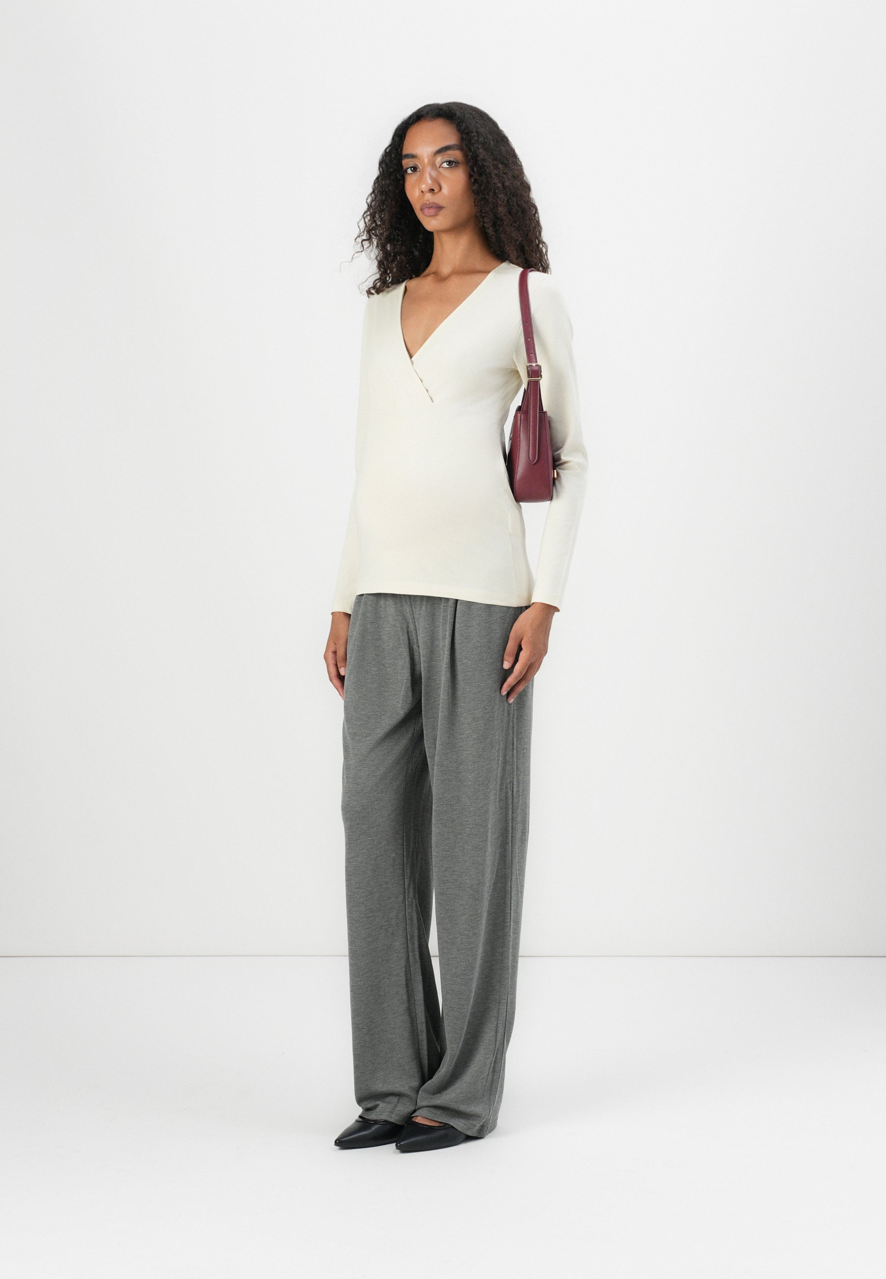 MAMALICIOUS MLCHRISSY WIDE STRING PANT - Trainingsbroek - middengrijs gemêleerd