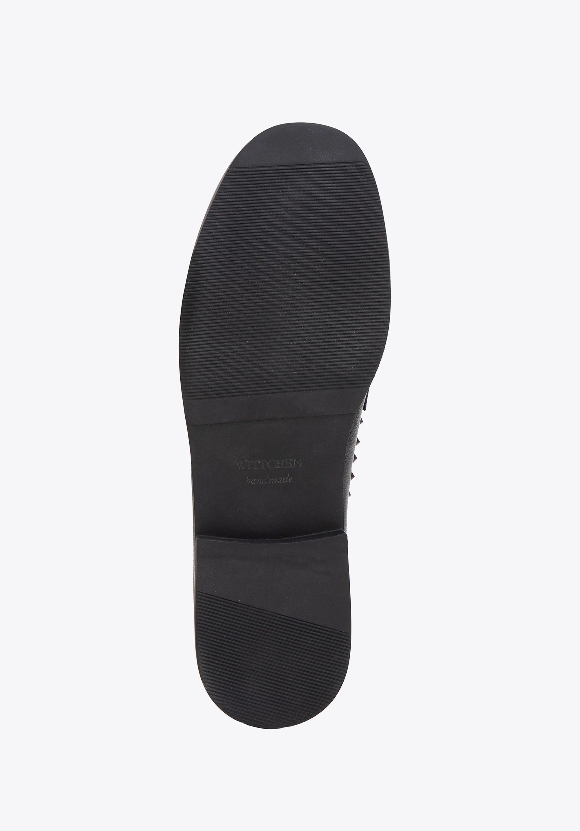 Damskie loafersy skórzane z ozdobnymi nitami czarne