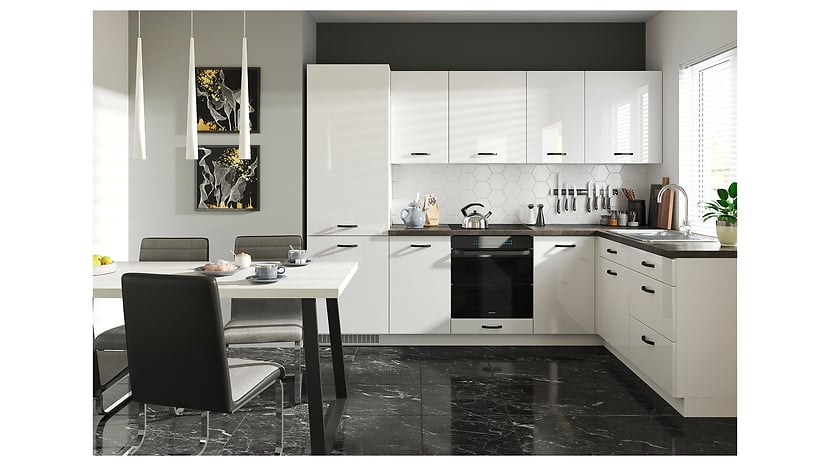 Komplet kuchenny narożny Top Line 270x180 cm biały połysk