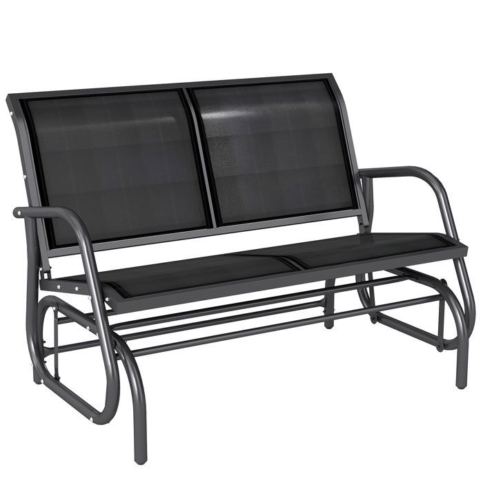 Outsunny - Banco de jardín - Metal - 120x70x85cm - Negro