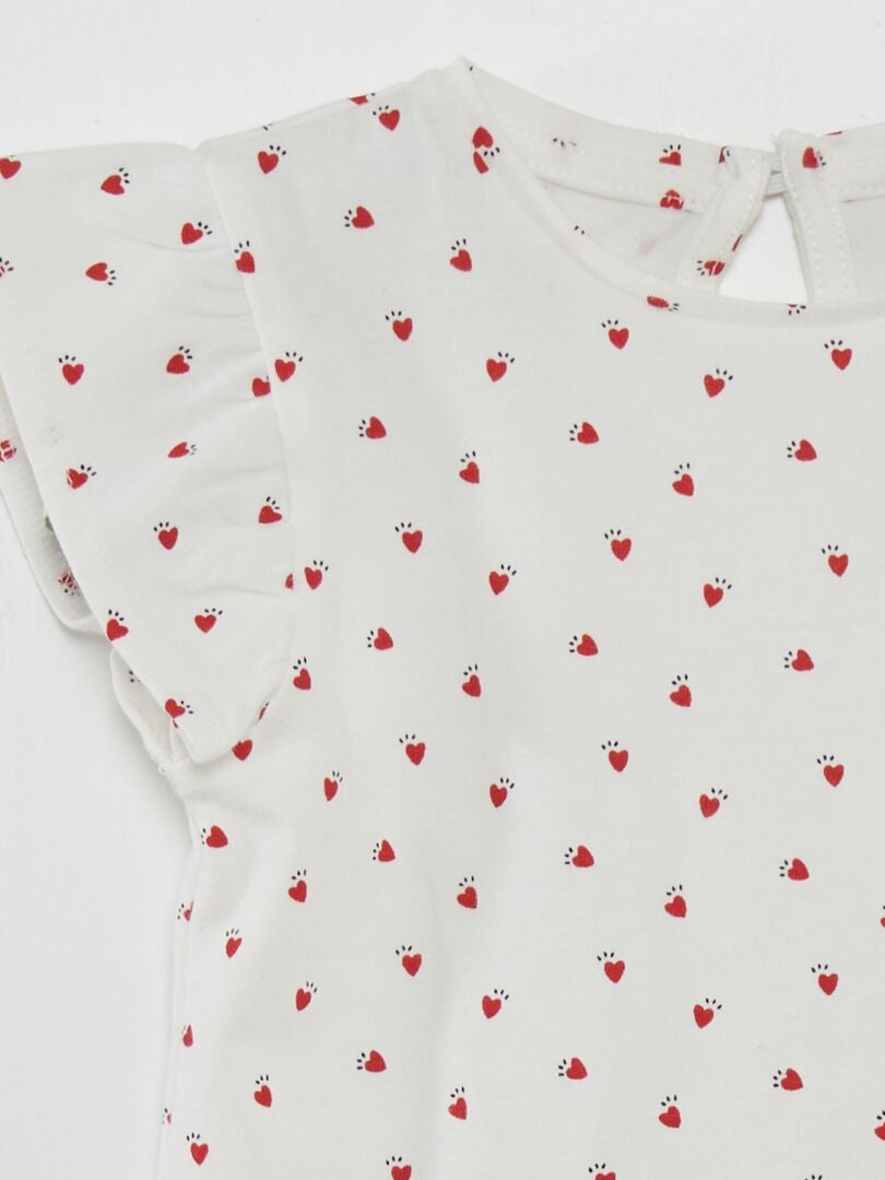 Conjunto de camiseta estampada + jardineira - BRANCA