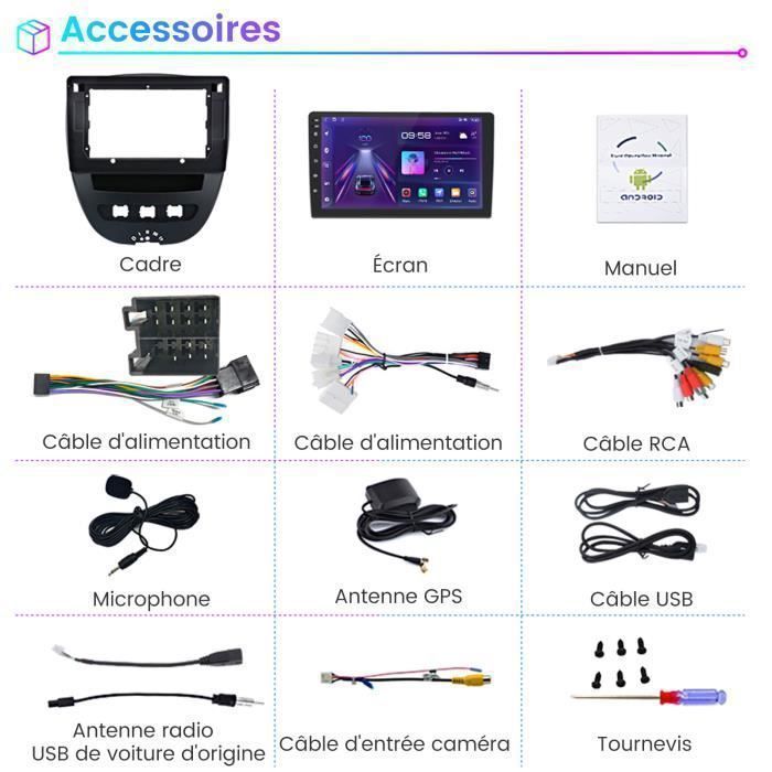 AWESAFE Autoradio Android 13 2Go+32Go pour Peugeot 107 Toyota Aygo Citroen C1 10 Pouces avec Carplay GPS WiFi Bluetooth Android Auto
