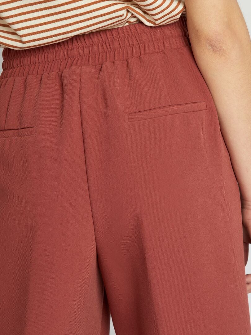 Calças de corte reto com amarração frontal - VERMELHO