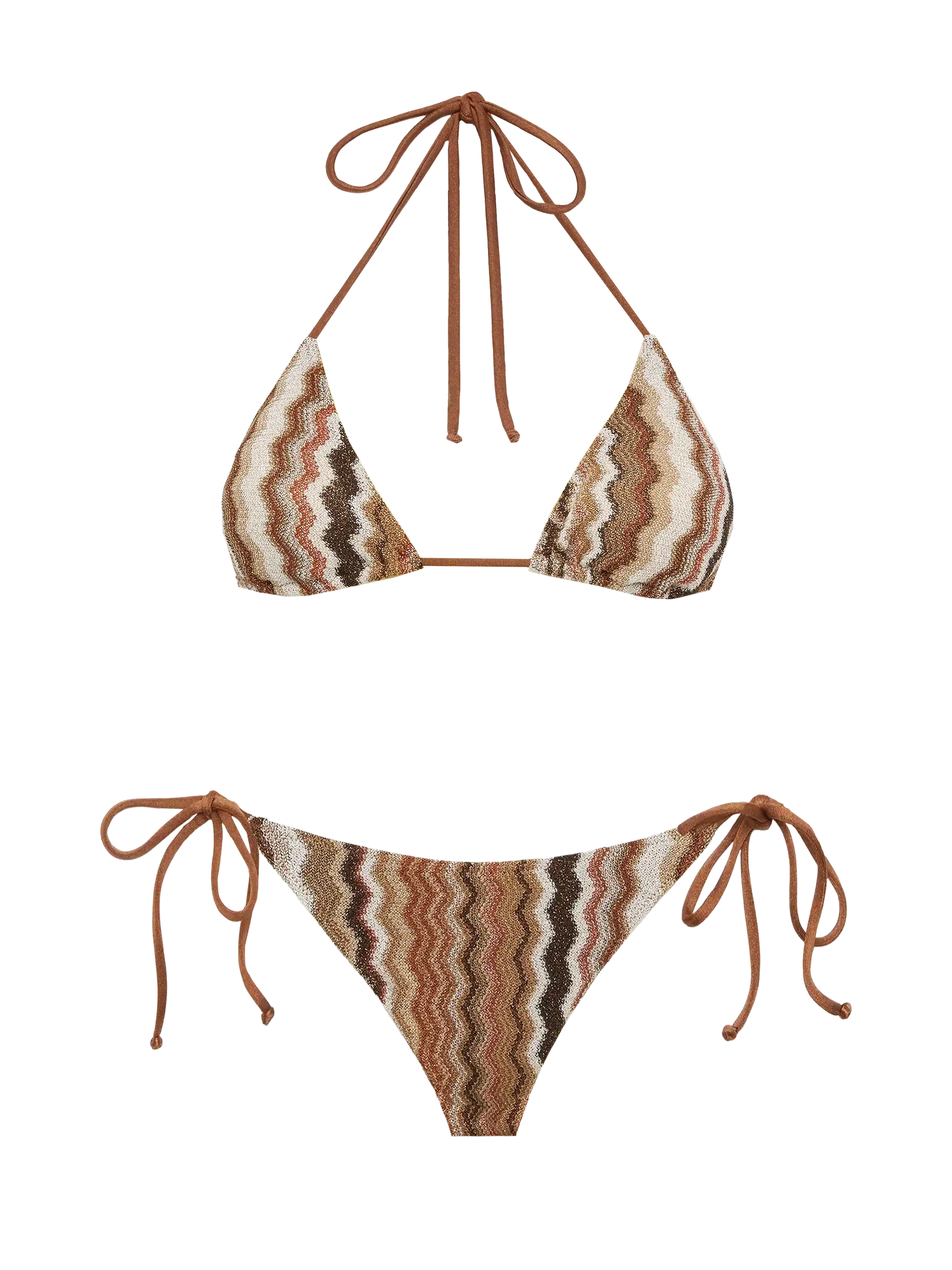 Leah Virgo Classic Raschel gebreide bikini met golfpatroon
