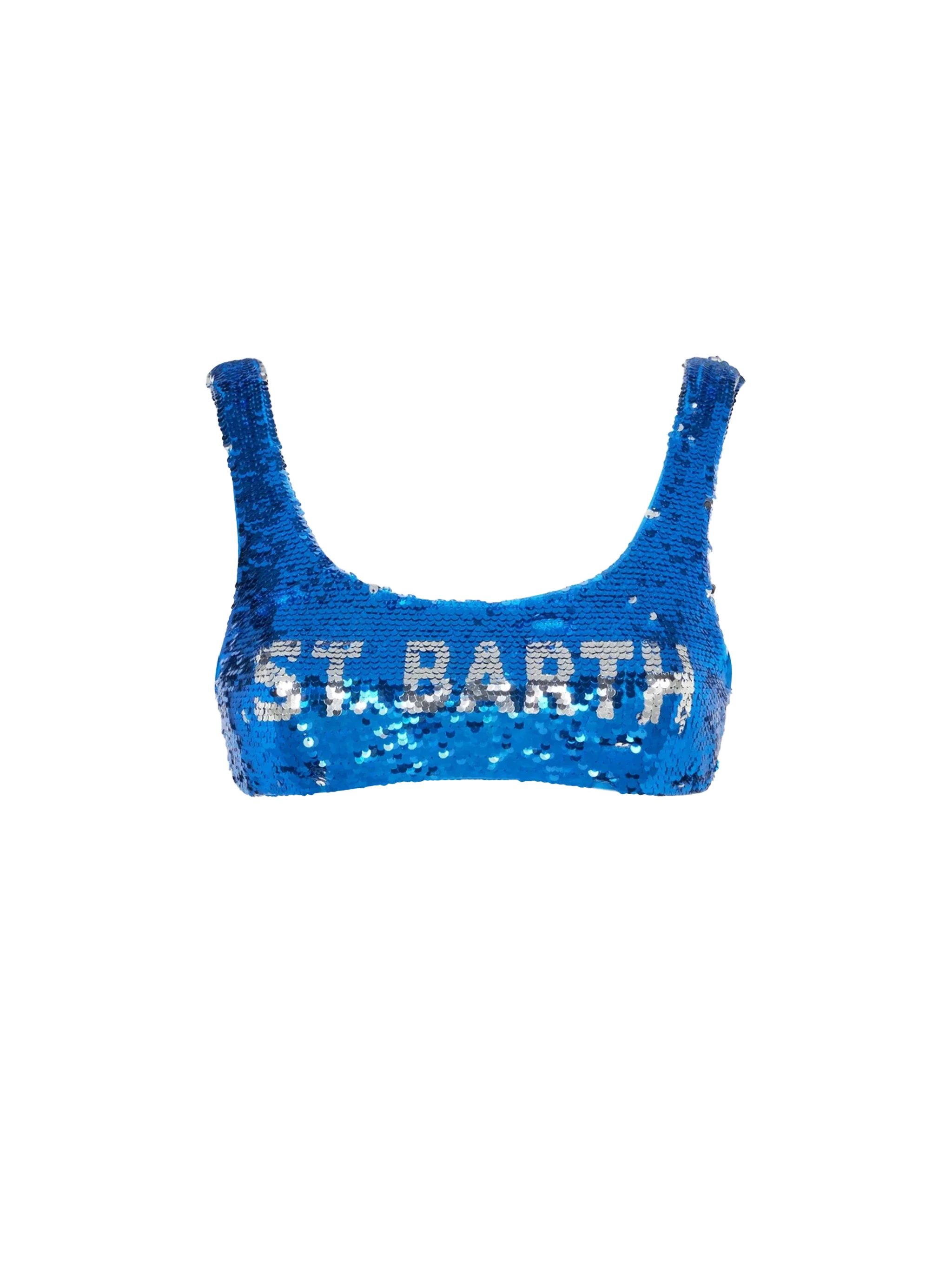 Soutien-gorge à sequins bleus avec logo argenté