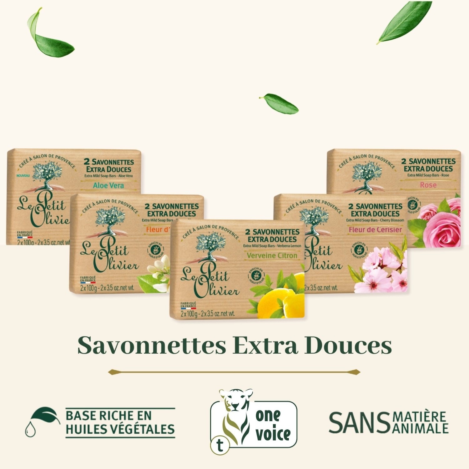 Le Petit Olivier 2 Savonnettes Extra Douces Verveine Citron