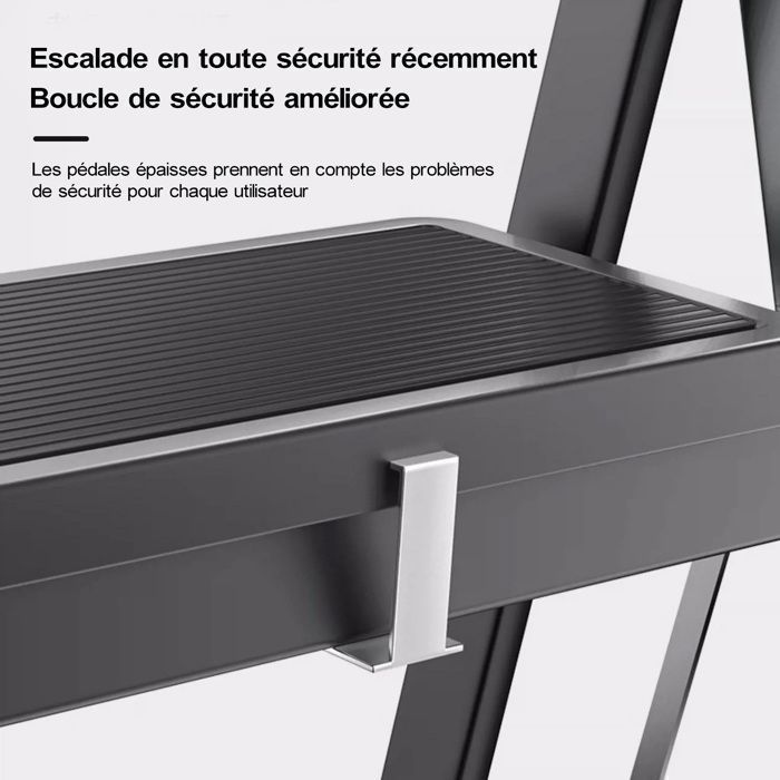 Scala a pioli - Seven Comfort - 5 gradini - Pieghevole - Acciaio - 74×47×139 cm (L x P x A) - Portata massima 150 kg - Nera