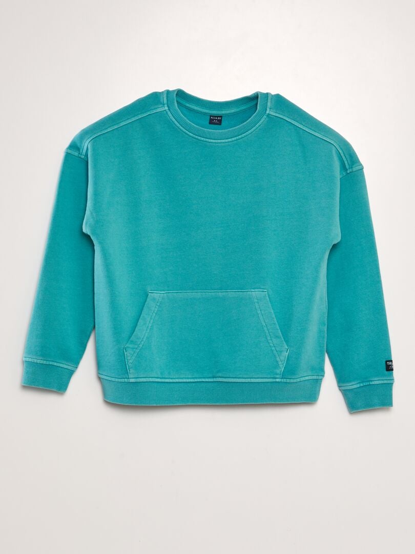 Fleecetrui met kangoeroezak - BLAUW