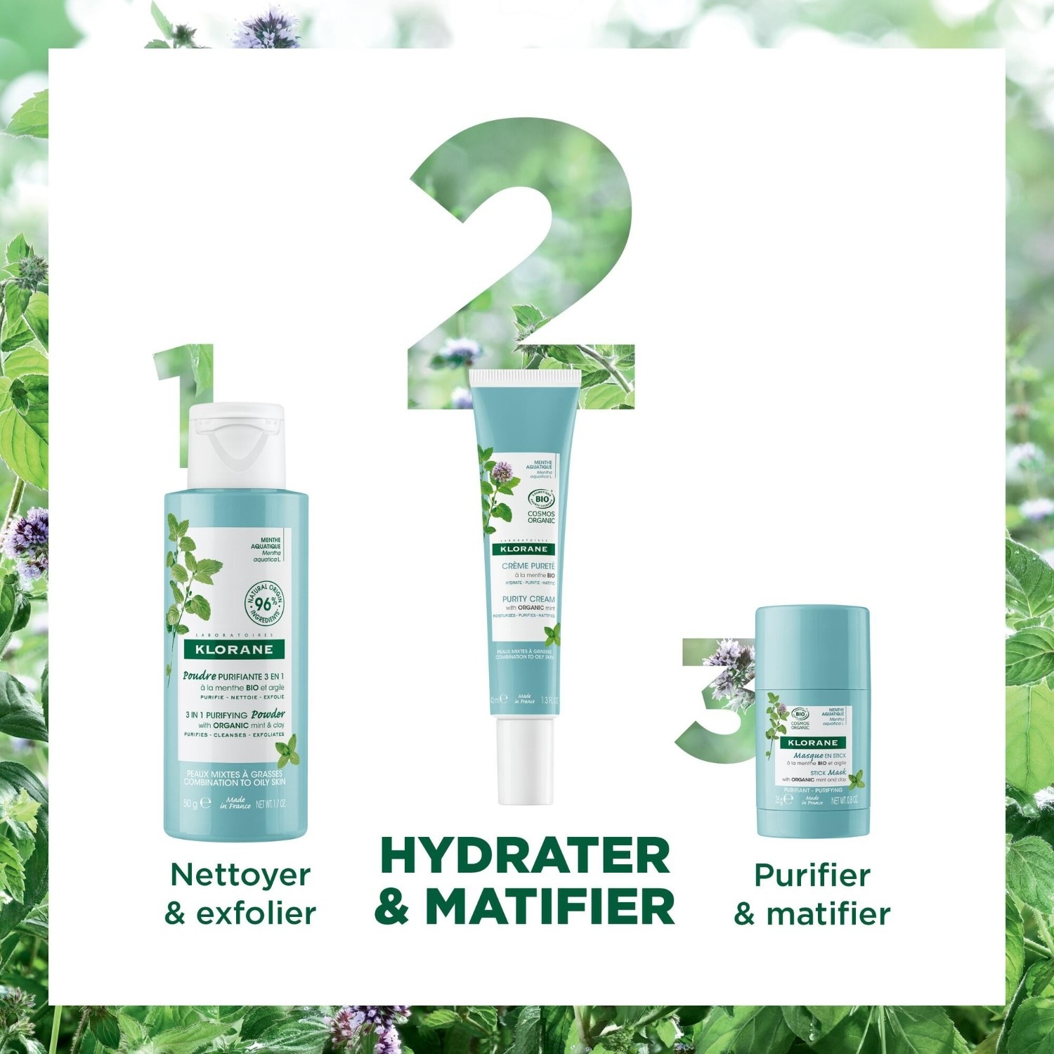 Klorane Crème Pureté à la Menthe aquatique BIO