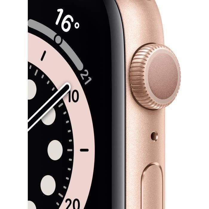 Apple Watch Series 6 GPS - 44mm Boîtier aluminium Or - Bracelet Rose des Sables (2020) - Reconditionné - Très bon état