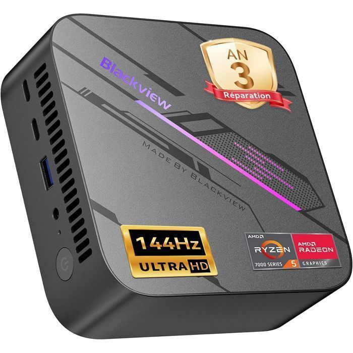 Blackview MP100 Mini PC Ryzen 5 7430U 16GB 512GB SSD Win 11 Pro – Ultra krachtige 4K 144Hz drievoudig scherm WiFi 6