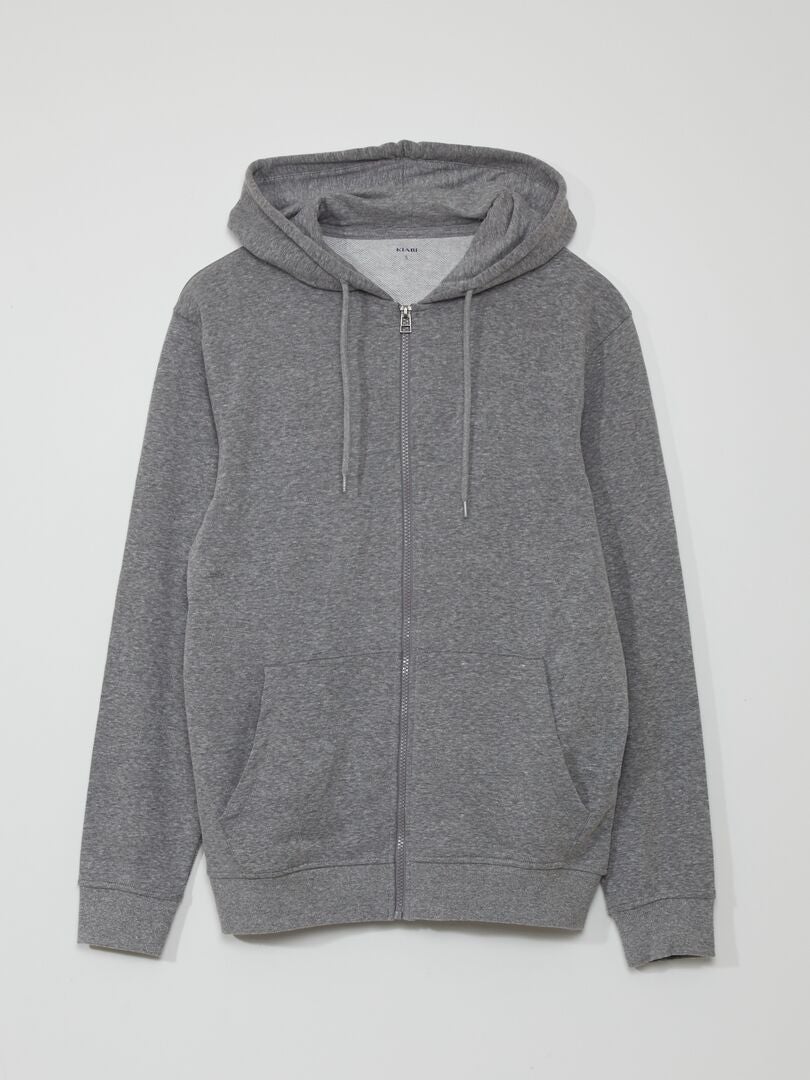 Chaqueta con cremallera y capucha - GRIS