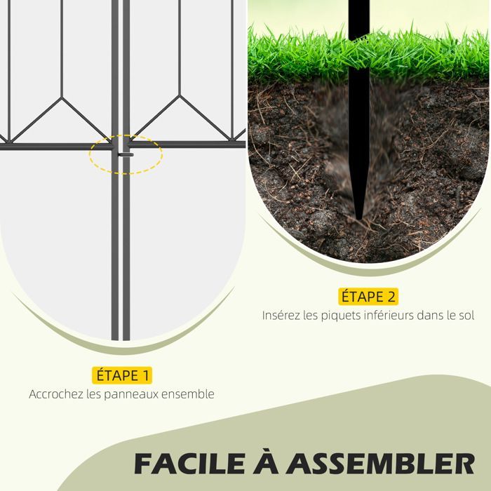 Outsunny - Garden Fence - Metal - 305x79.5cm - Black