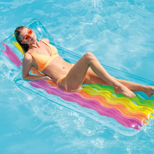 Intex Rainbow Uppblåsbar Madrass med Ryggstöd 84x203 cm