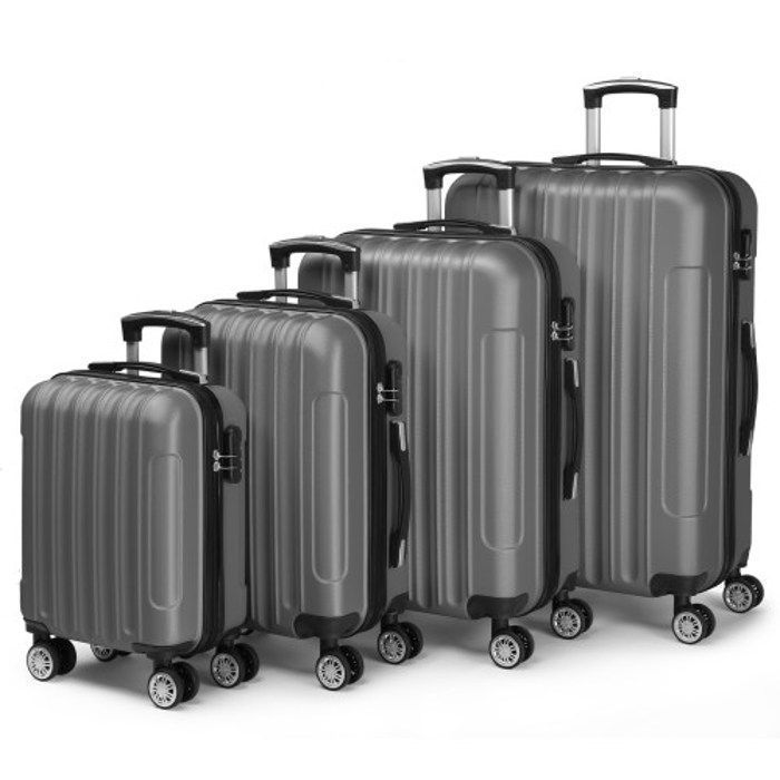 ALIGHTUP - Juego de 4 maletas portátiles 4 en 1 de ABS con ruedas - 45 cm/56 cm/66 cm/76 cm - Gris
