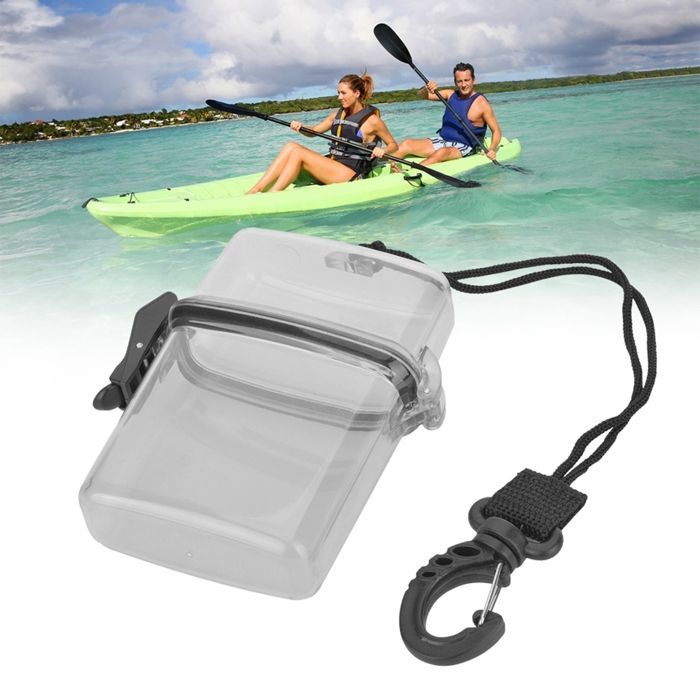 Transparent plastic waterproof box for underwater kayak with rope hook for surf canoe/kayak