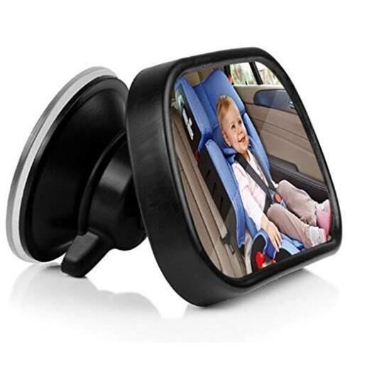 Specchietto retrovisore per bambini 2 in 1, regolabile, con ventosa e clip, per auto, colore nero.