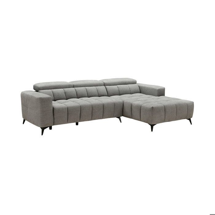 Canapé relax coulissant électrique d'angle droit 3 places gris clair