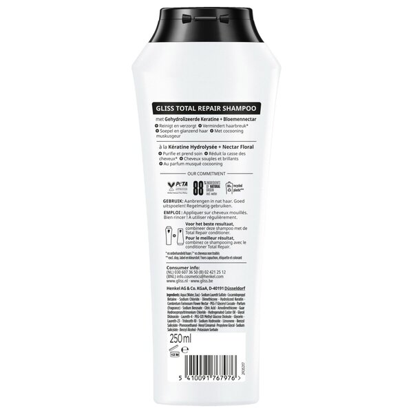 Shampoo Regenerador Gliss Total Repair<br>250ml