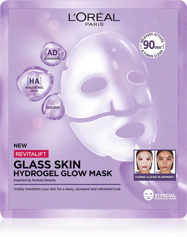 Máscara de hidrogel L'Oréal Paris Revitalift Glass Skin com efeito iluminador