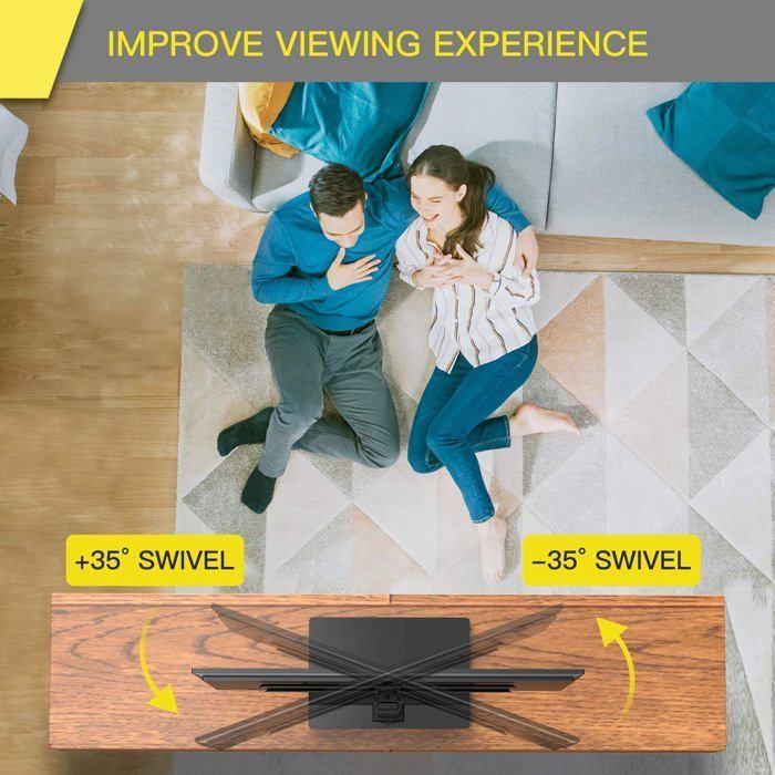 Télévision Support sur Pied TV Universel Pivotant - pour TV LED OLED LCD de 32-60 Pouces, Support de TV Réglable en Hauteur