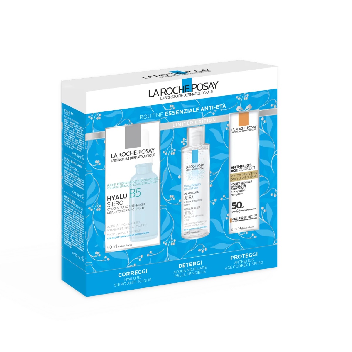 LA ROCHE POSAY La Roche Posay Hyalu B5 serum 50 ml + micellair water 50 ml + Athelios Age Correct 15 ml. Vult en beschermt.