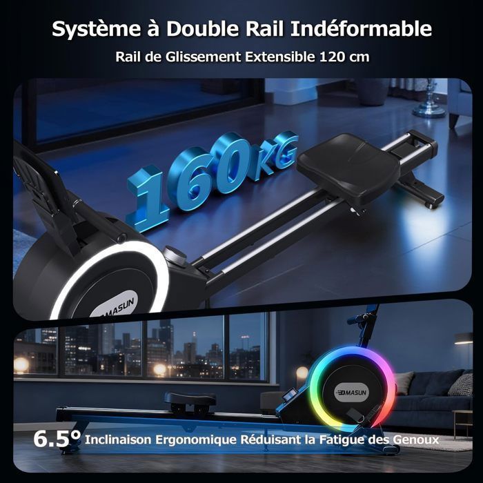 Vogatore da interno - DMASUN - Illuminazione RGB intelligente - Elettromagnetico - 32 livelli di resistenza - MAX 160 kg