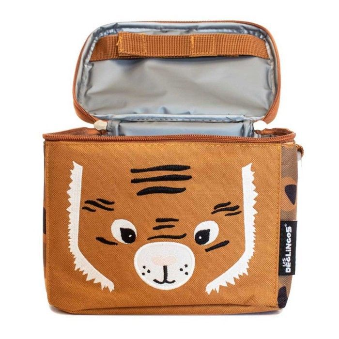 Les Déglingos Insulated Lunch Bag - Tiger - Nylon - Child - Brown - Orange