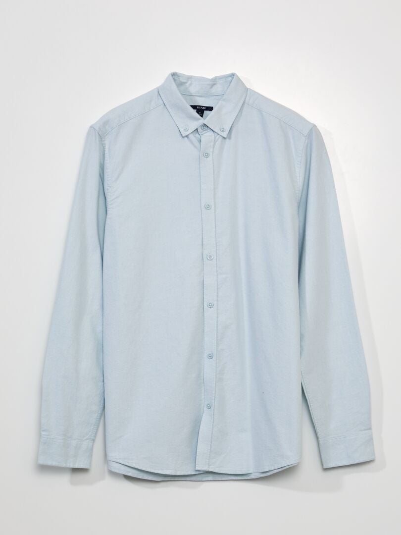 Camisa de manga comprida de corte reto - AZUL