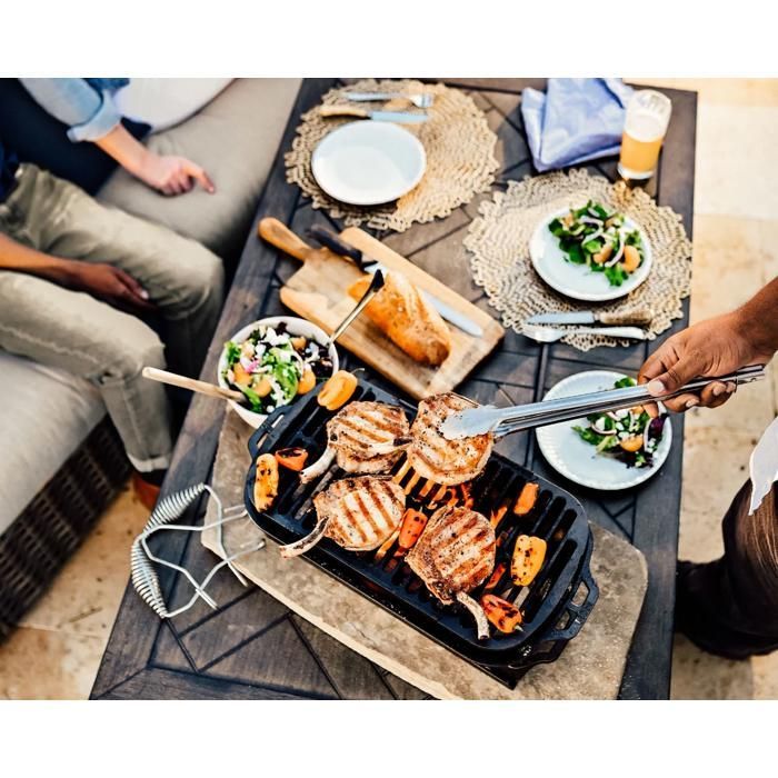 Lodge - Gietijzeren barbecue met grillrooster - Compact - Hibachi-stijl - Houtskool - Gemaakt in de VS - 49x24x19cm