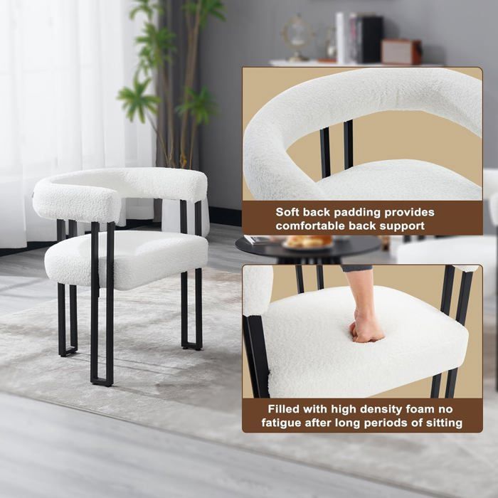 WOLTU Lot de 4 Chaises de Salle à Manger, Chaise Salon en Chenille, Pieds en Métal, Fauteuil Chambre Moderne, Crème W0ATT0322-4