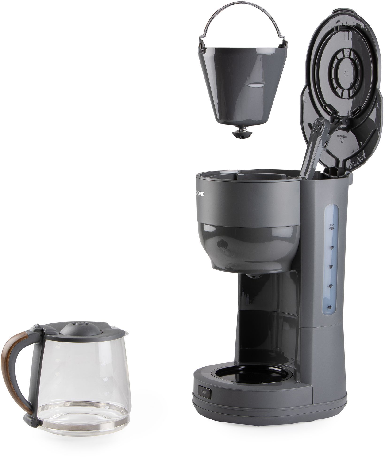 Cafeteira de filtro - DOMO - DO754K - 1,25 L - 10 xícaras - Cinza/Madeira