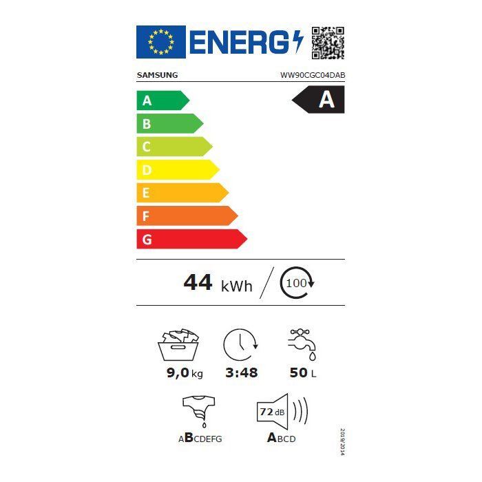 Lave-linge hublot SAMSUNG Ecobubble™ WW90CGC04DAB - 9 kg - Induction - L60cm - 1400 trs/min - Classe A - Connecté - Noir