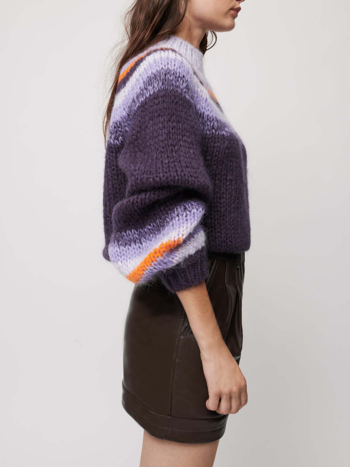 Jacquard trui met wijde mouwen - Violet